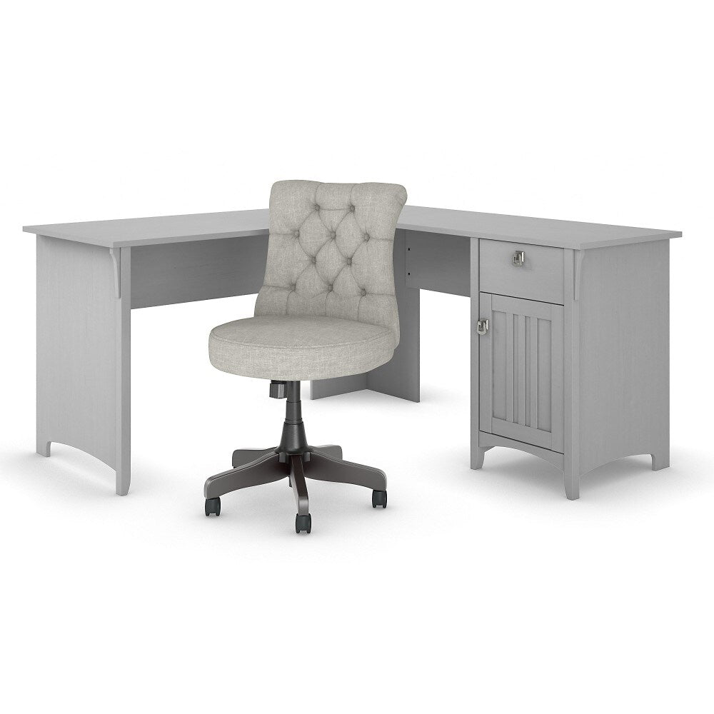 Bush Furniture - Salinas 60W L Shaped Desk with Mid Back Tufted Office Chair in Cape Cod Gray - SAL010CG veiw 1