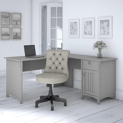 Bush Furniture - Salinas 60W L Shaped Desk with Mid Back Tufted Office Chair in Cape Cod Gray - SAL010CG veiw 2