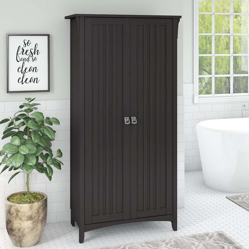 Bush Furniture - Salinas Bathroom Storage Cabinet with Doors in Vintage Black - SAL015VB veiw 4
