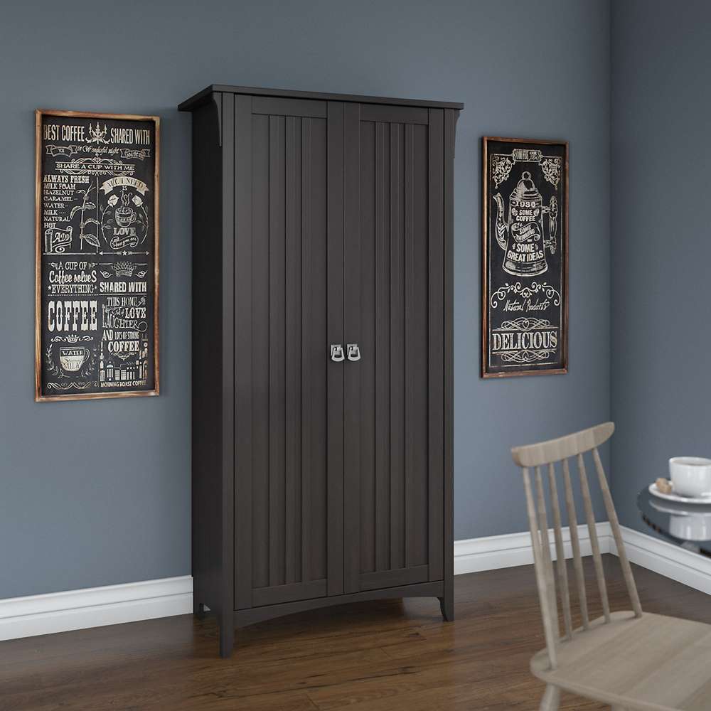 Bush Furniture - Salinas Kitchen Pantry Cabinet with Doors in Vintage Black - SAL014VB veiw 4