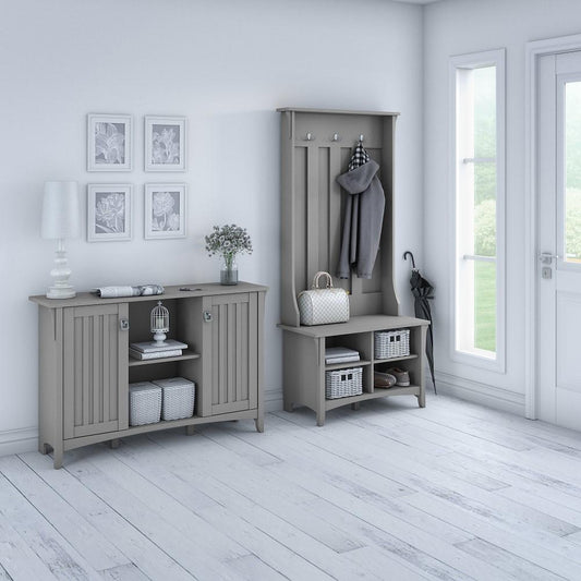 Bush Furniture - Salinas Entryway Storage Set with Hall Tree, Shoe Bench and Cabinet in Cape Cod Gray - SAL008CG veiw 2