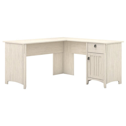 Bush Furniture - Salinas L Shaped Desk with Storage in Antique White - SAD160AW-03 veiw 1
