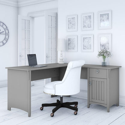Bush Furniture - Salinas L Shaped Desk with Storage in Cape Cod Gray - SAD160CG-03 veiw 2