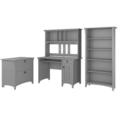 Bush Furniture - Salinas Mission Desk with Hutch, Lateral File Cabinet and Bookcase in Cape Cod Gray - SAL002CG veiw 1