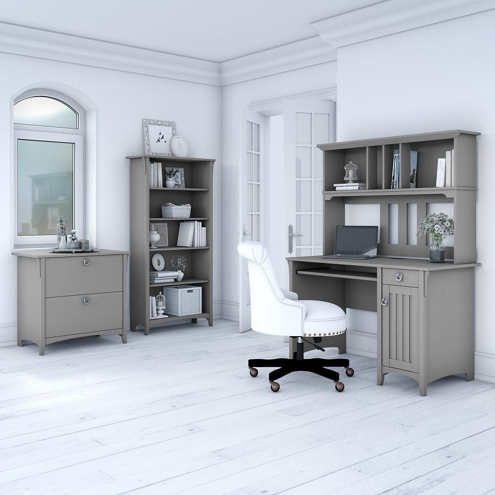 Bush Furniture - Salinas Mission Desk with Hutch, Lateral File Cabinet and Bookcase in Cape Cod Gray - SAL002CG veiw 2