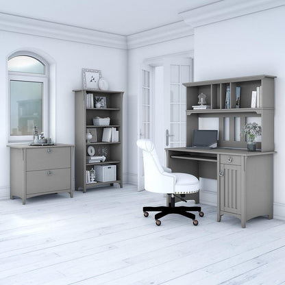 Bush Furniture - Salinas Mission Desk with Hutch, Lateral File Cabinet and Bookcase in Cape Cod Gray - SAL002CG veiw 2