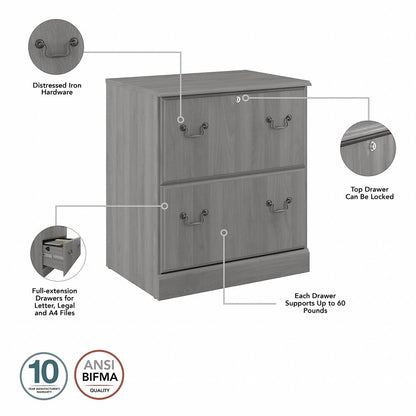 Bush Furniture - Saratoga 2 Drawer Lateral File Cabinet in Modern Gray - EX45854-03 veiw 3