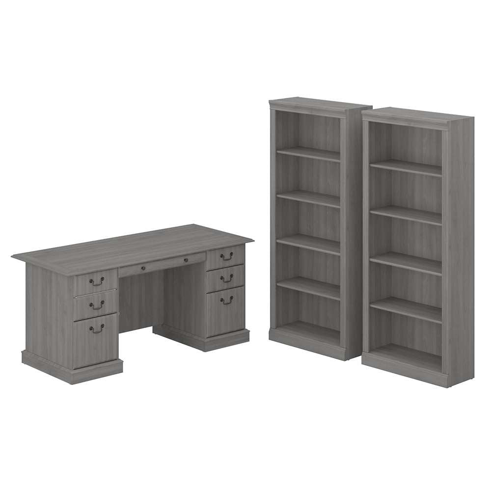 Bush Furniture - Saratoga Executive Desk and Bookcase Set in Modern Gray - SAR003MG veiw 1