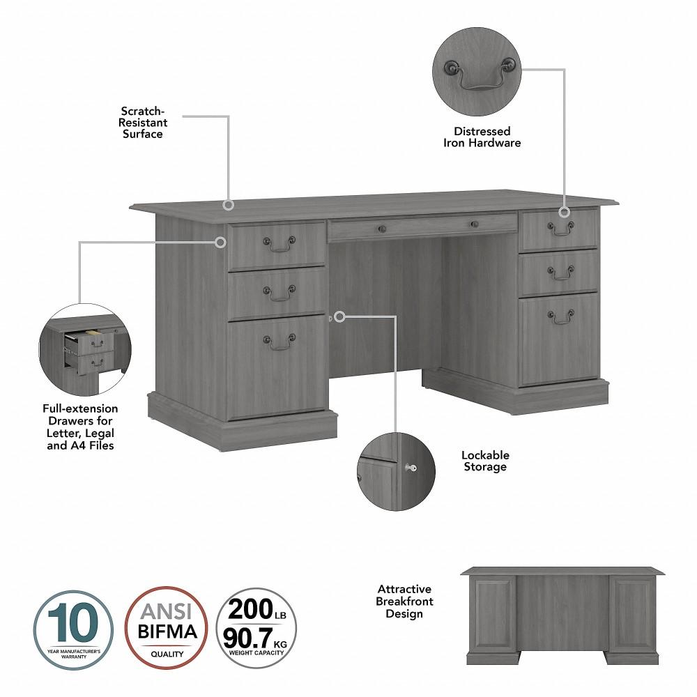 Bush Furniture - Saratoga Executive Desk with Drawers in Modern Gray - EX45866-03K veiw 3