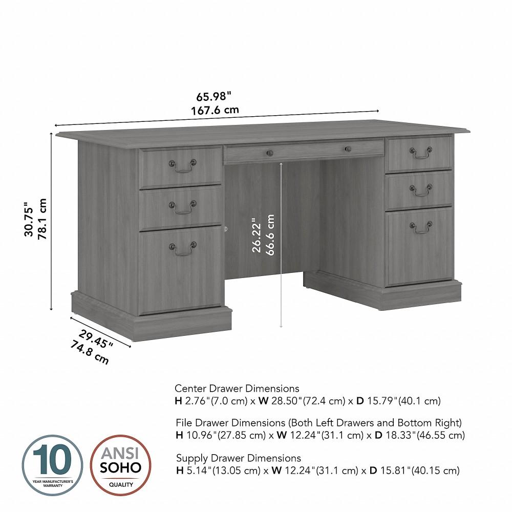 Bush Furniture - Saratoga Executive Desk with Drawers in Modern Gray - EX45866-03K veiw 6