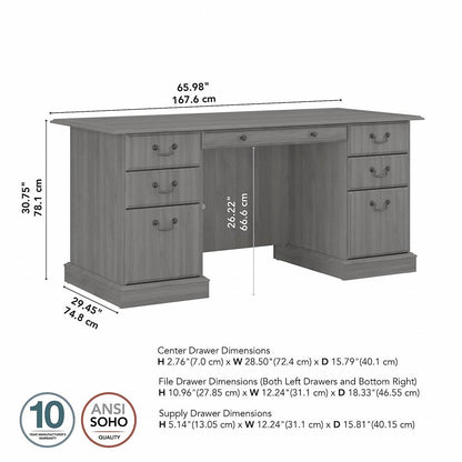 Bush Furniture - Saratoga Executive Desk with Drawers in Modern Gray - EX45866-03K veiw 6