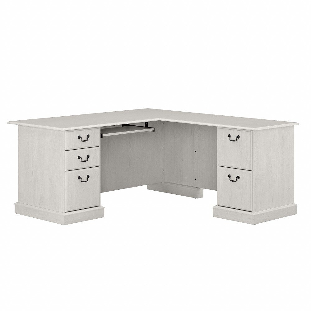 Bush Furniture - Saratoga L Shaped Computer Desk with Drawers in Linen White Oak - EX45770-03K veiw 1