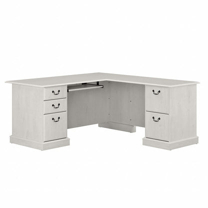 Bush Furniture - Saratoga L Shaped Computer Desk with Drawers in Linen White Oak - EX45770-03K veiw 1