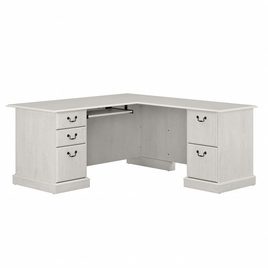 Bush Furniture - Saratoga L Shaped Computer Desk with Drawers in Linen White Oak - EX45770-03K veiw 1