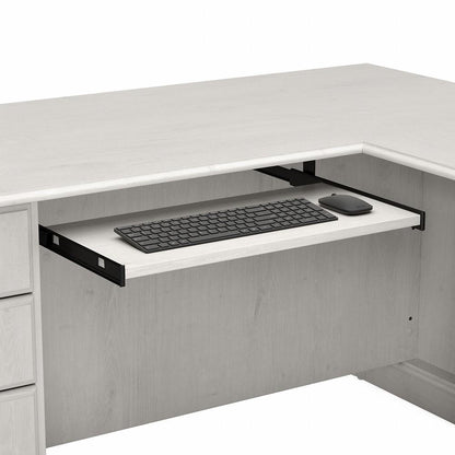 Bush Furniture - Saratoga L Shaped Computer Desk with Drawers in Linen White Oak - EX45770-03K veiw 5