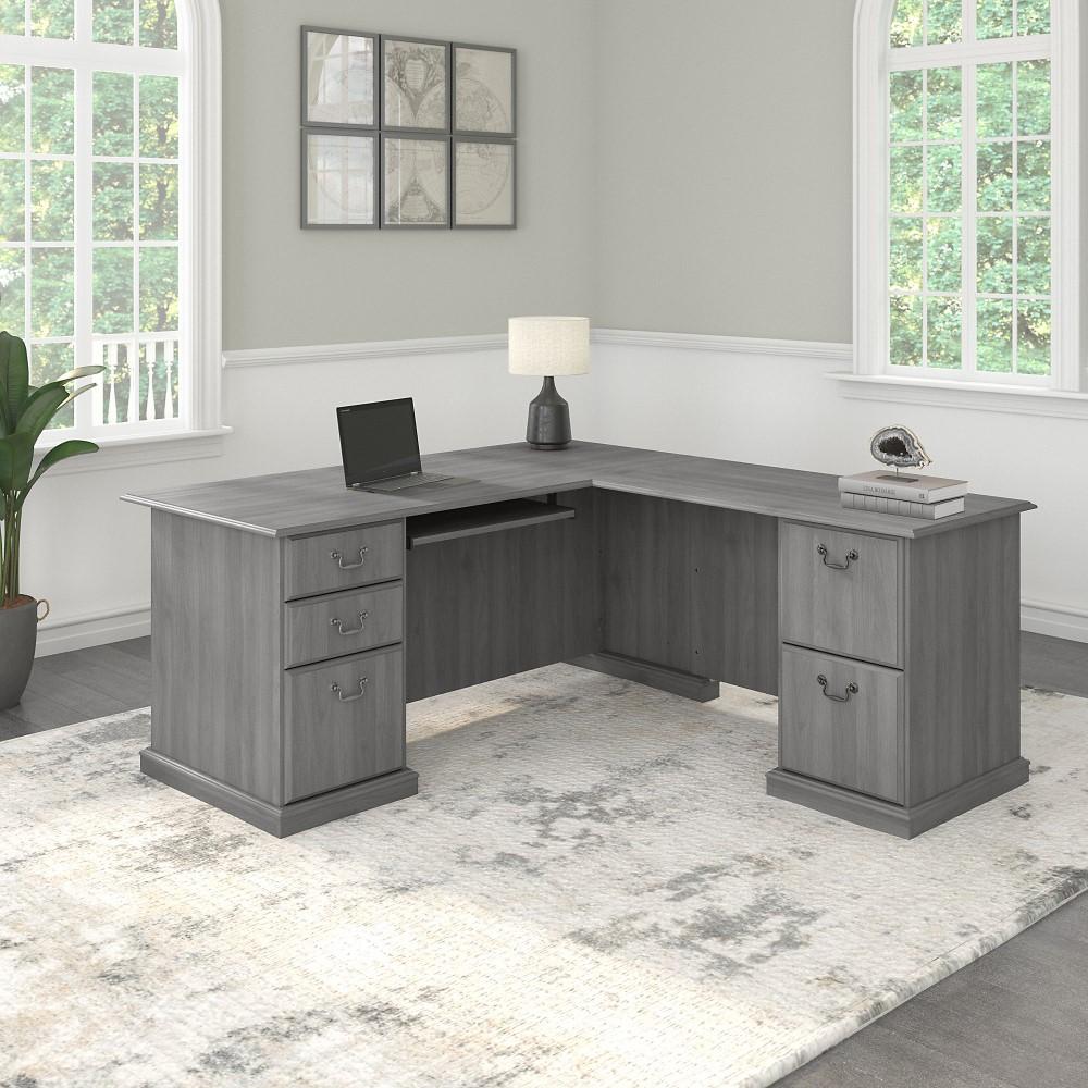 Bush Furniture - Saratoga L Shaped Computer Desk with Drawers in Modern Gray - EX45870-03K veiw 2