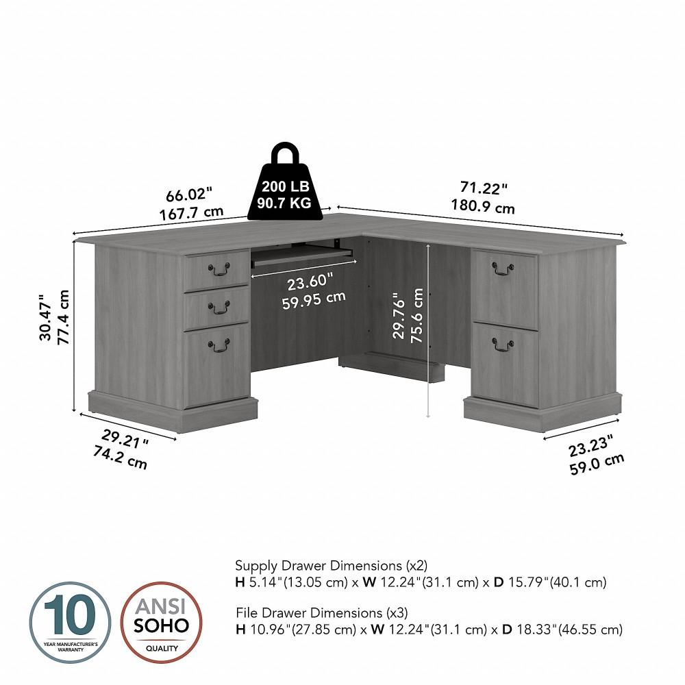 Bush Furniture - Saratoga L Shaped Computer Desk with Drawers in Modern Gray - EX45870-03K veiw 6