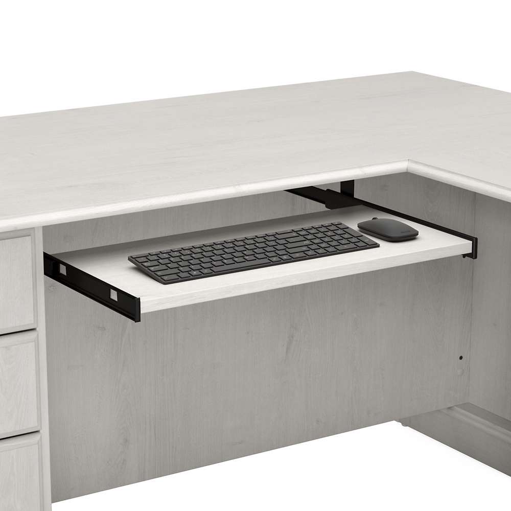Bush Furniture - Saratoga L Shaped Computer Desk with File Cabinet and Bookcase Set in Linen White Oak - SAR002LW veiw 5