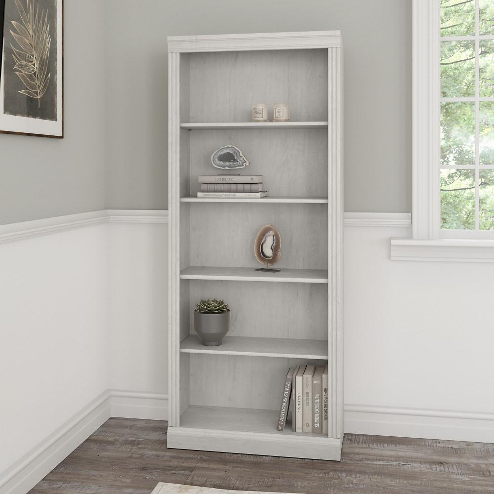 Bush Furniture - Saratoga Tall 5 Shelf Bookcase in Linen White Oak - W1645C-03 veiw 2