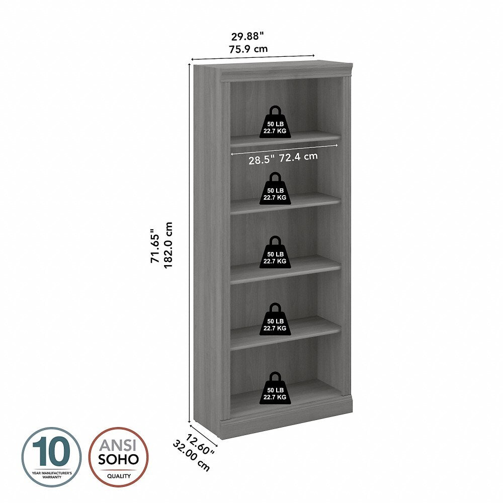Bush Furniture - Saratoga Tall 5 Shelf Bookcase in Modern Gray - W1655C-03 veiw 6