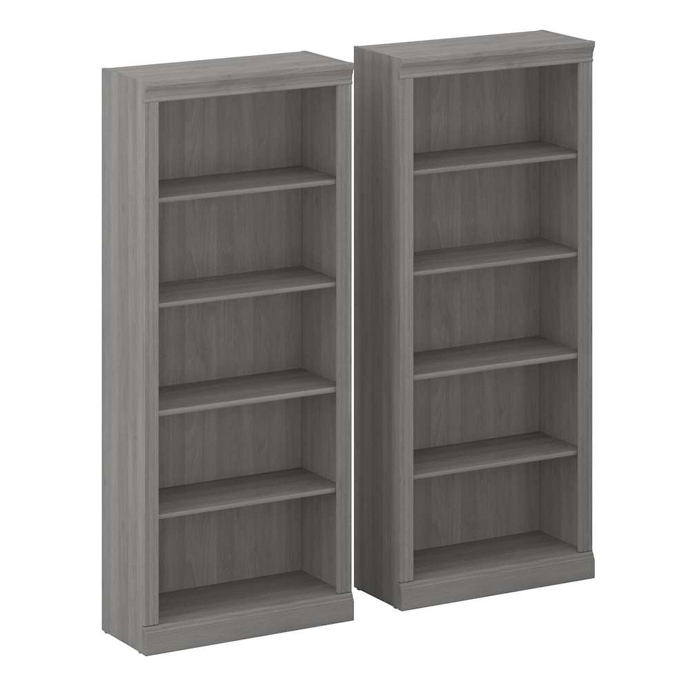 Bush Furniture - Saratoga Tall 5 Shelf Bookcase (Set of 2) in Modern Gray - SAR008MG veiw 1