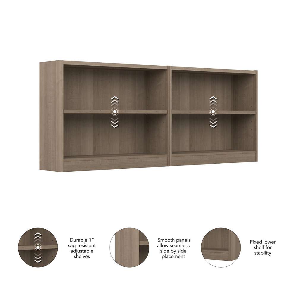 Bush Furniture - Universal 2 Shelf Bookcase in Ash Gray (Set of 2) - UB001AG veiw 3