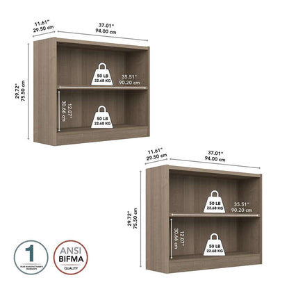 Bush Furniture - Universal 2 Shelf Bookcase in Ash Gray (Set of 2) - UB001AG veiw 5