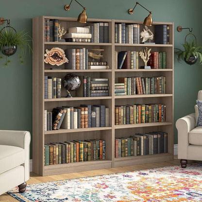 Bush Furniture - Universal 5 Shelf Bookcase in Ash Gray (Set of 2) - UB003AG veiw 2
