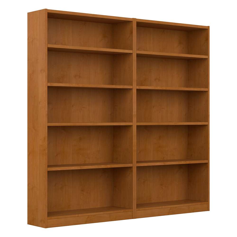 Bush Furniture - Universal 5 Shelf Bookcase in Natural Cherry (Set of 2) - UB003NC veiw 1
