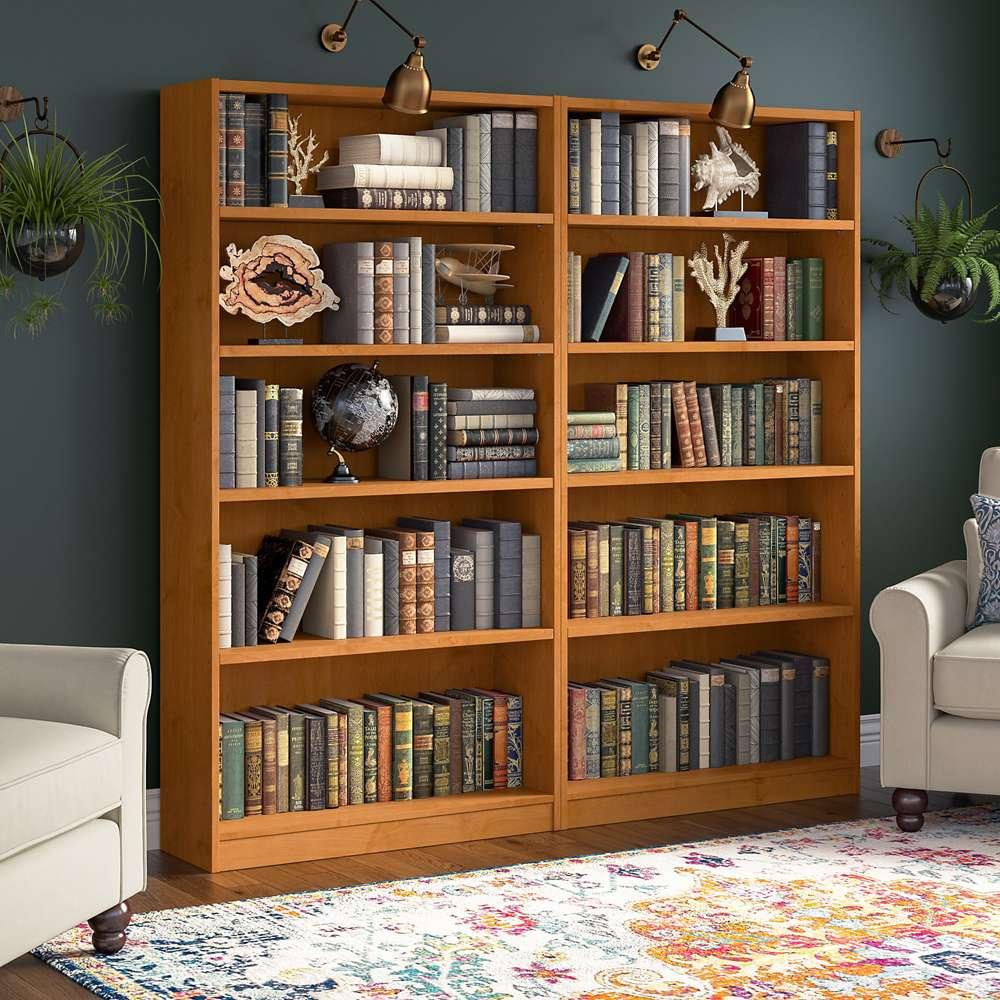 Bush Furniture - Universal 5 Shelf Bookcase in Natural Cherry (Set of 2) - UB003NC veiw 2