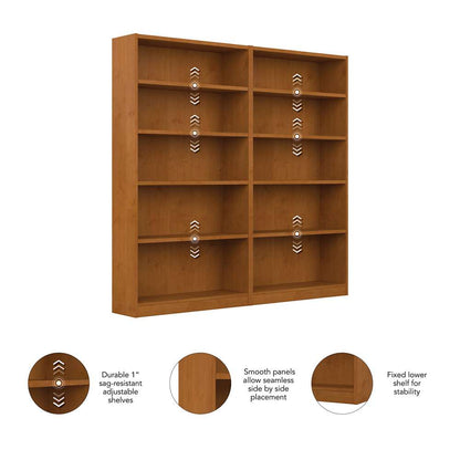Bush Furniture - Universal 5 Shelf Bookcase in Natural Cherry (Set of 2) - UB003NC veiw 3