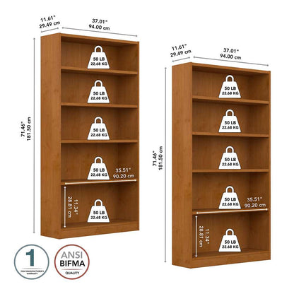 Bush Furniture - Universal 5 Shelf Bookcase in Natural Cherry (Set of 2) - UB003NC veiw 5