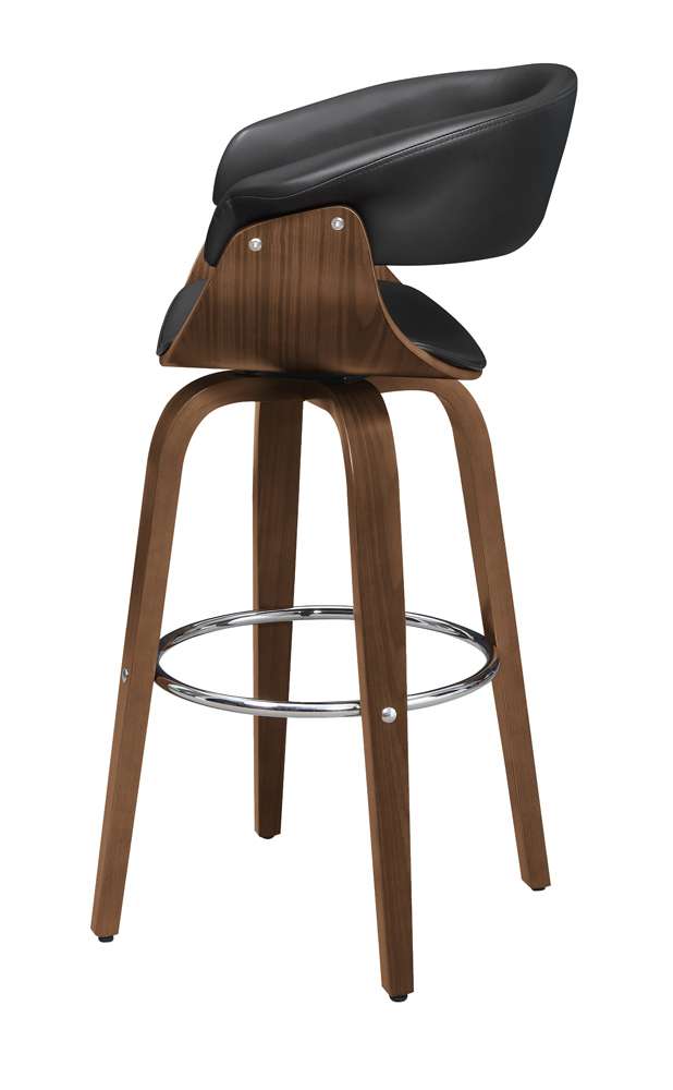 Coaster Zion Black/Walnut Upholstered Bar Stool