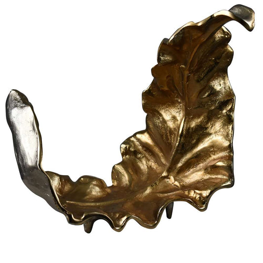 Crestview Collection - Willow Med. Two Toned Sculptural Leaf in Gold Finish - CVDZEN003 veiw 1