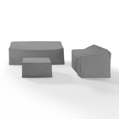 Crosley Furniture - 3 Piece Sectional Cover Set Gray - Loveseat, Sofa, Square Table/Ottoman - MO75010-GY veiw 1