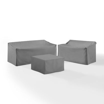 Crosley Furniture - 3 Piece Sectional Cover Set Gray - Loveseat, Sofa, Square Table/Ottoman - MO75010-GY veiw 2