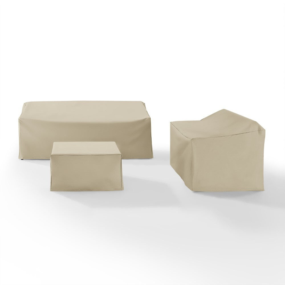 Crosley Furniture - 3 Piece Sectional Cover Set Tan - Loveseat, Sofa, Square Table/Ottoman - MO75010-TA veiw 1