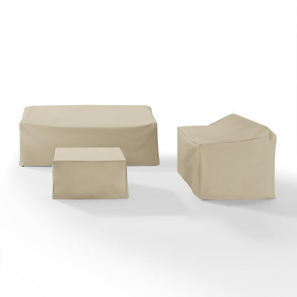 Crosley Furniture - 3 Piece Sectional Cover Set Tan - Loveseat, Sofa, Square Table/Ottoman - MO75010-TA veiw 1