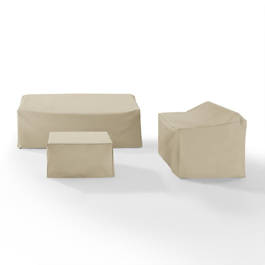Crosley Furniture - 3 Piece Sectional Cover Set Tan - Loveseat, Sofa, Square Table/Ottoman - MO75010-TA veiw 1