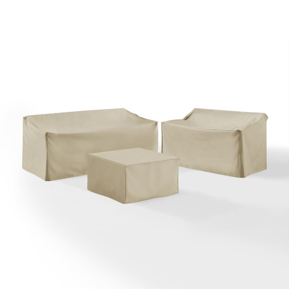 Crosley Furniture - 3 Piece Sectional Cover Set Tan - Loveseat, Sofa, Square Table/Ottoman - MO75010-TA veiw 2