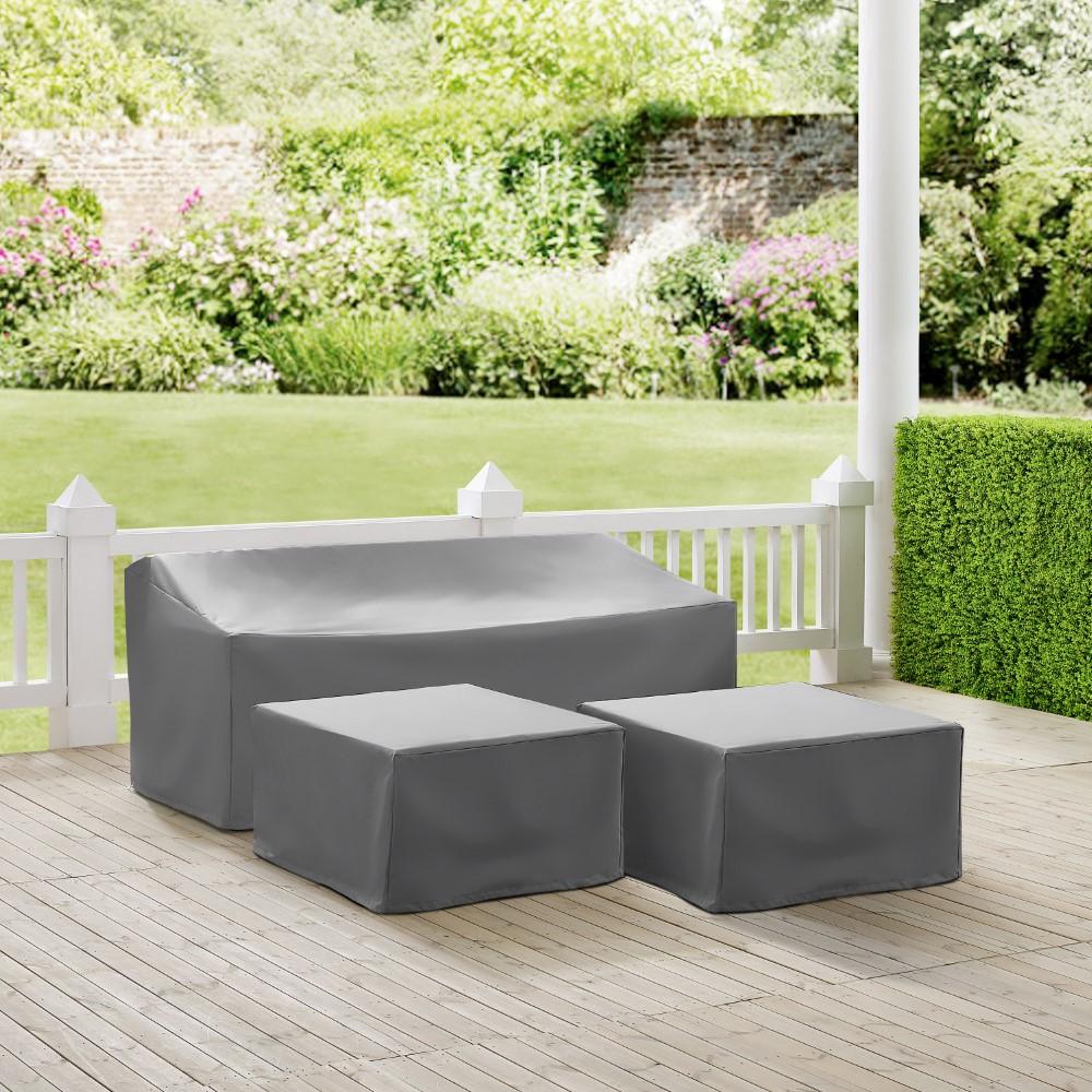 Crosley Furniture - 3 Piece Sectional Cover Set Gray - Sofa, 2 Square Table/Ottoman - MO75013-GY veiw 4