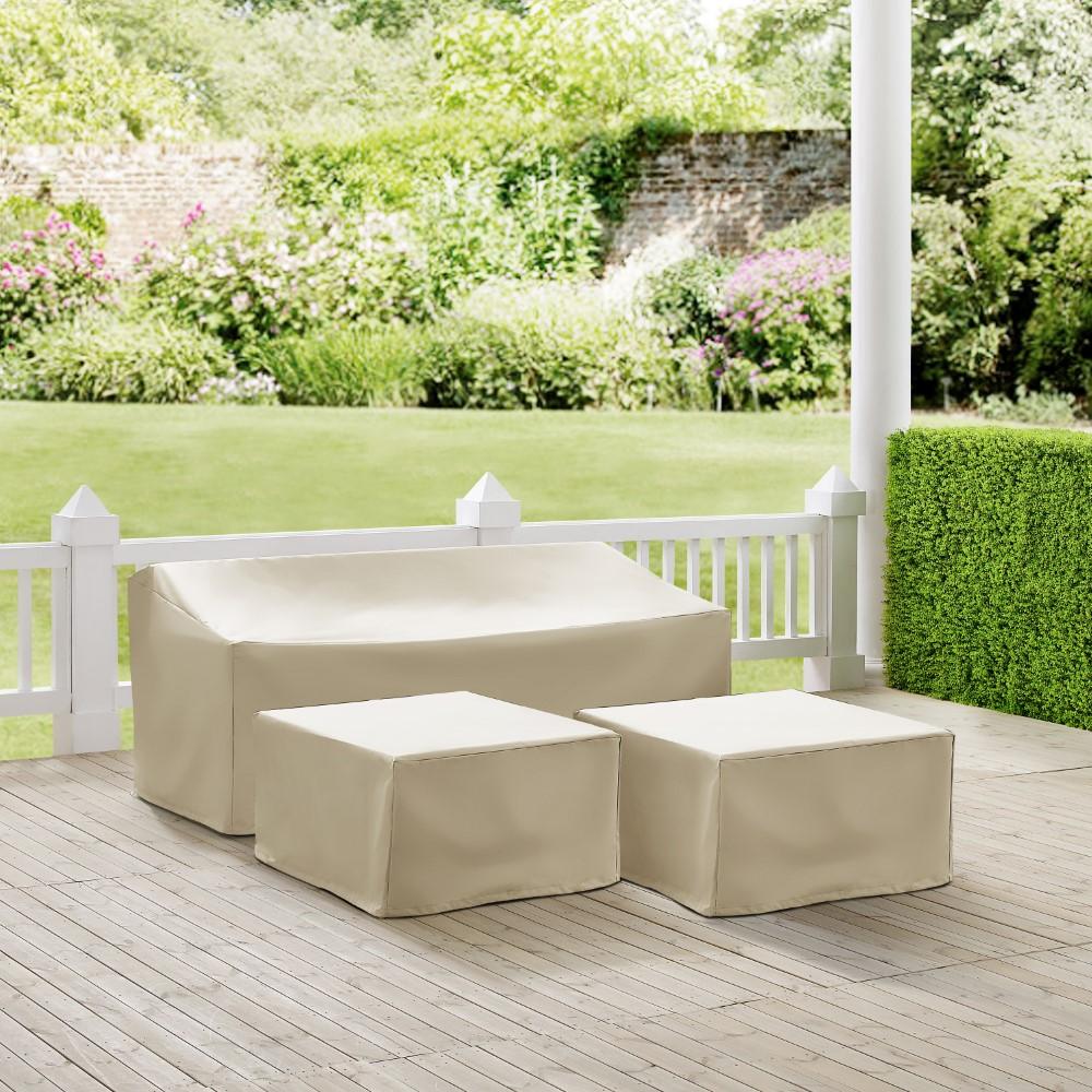Crosley Furniture - 3 Piece Sectional Cover Set Tan - Sofa, 2 Square Table/Ottoman - MO75013-TA veiw 4