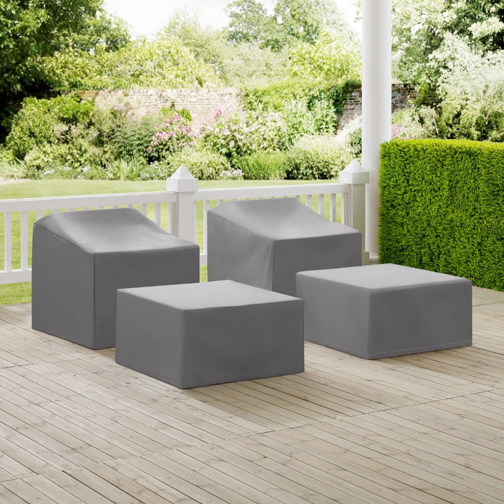 Crosley Furniture - 4 Piece Furniture Cover Set Gray - 2 Arm Chairs, 2 Ottomans - MO75009-GY veiw 4