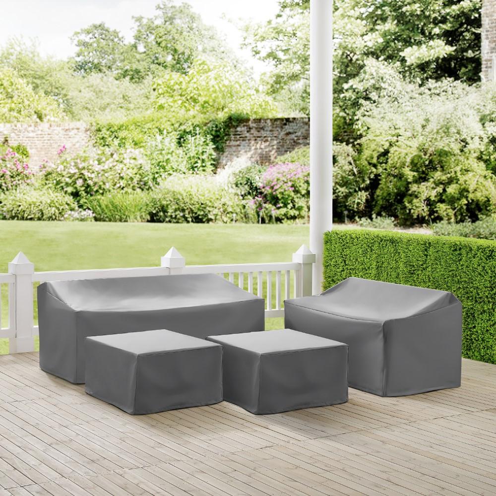 Crosley Furniture - 4 Piece Sectional Cover Set Gray - Loveseat, Sofa, 2 Square Table/Ottoman - MO75012-GY veiw 4
