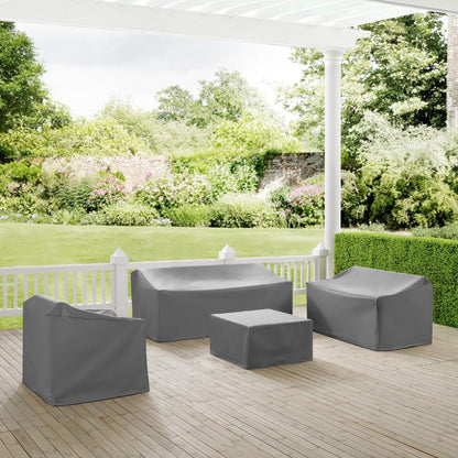 Crosley Furniture - 4 Piece Sectional Cover Set Gray - Loveseat, Sofa, Square Table/Ottoman, Arm Chair - MO75011-GY veiw 4