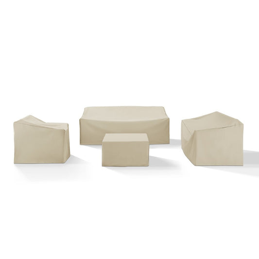 Crosley Furniture - 4 Piece Sectional Cover Set Tan - Loveseat, Sofa, Square Table/Ottoman, Arm Chair - MO75011-TA veiw 1