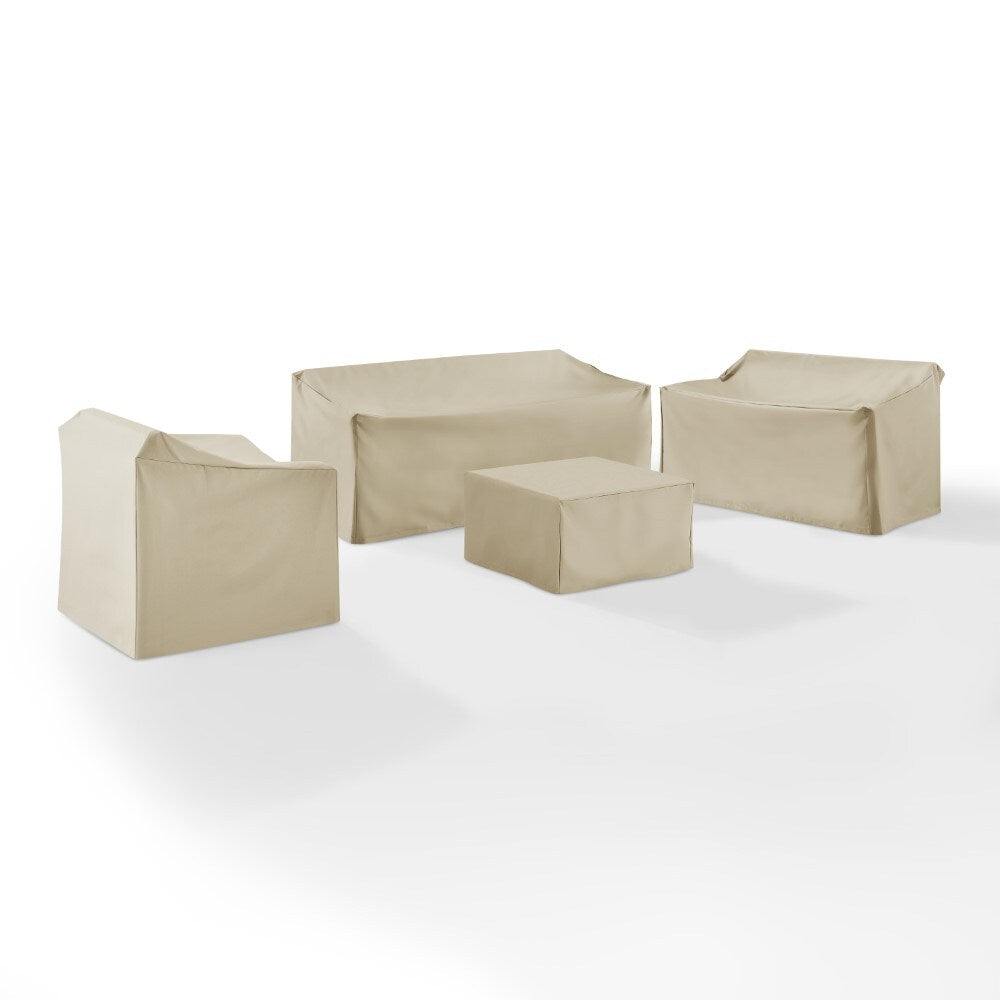 Crosley Furniture - 4 Piece Sectional Cover Set Tan - Loveseat, Sofa, Square Table/Ottoman, Arm Chair - MO75011-TA veiw 2