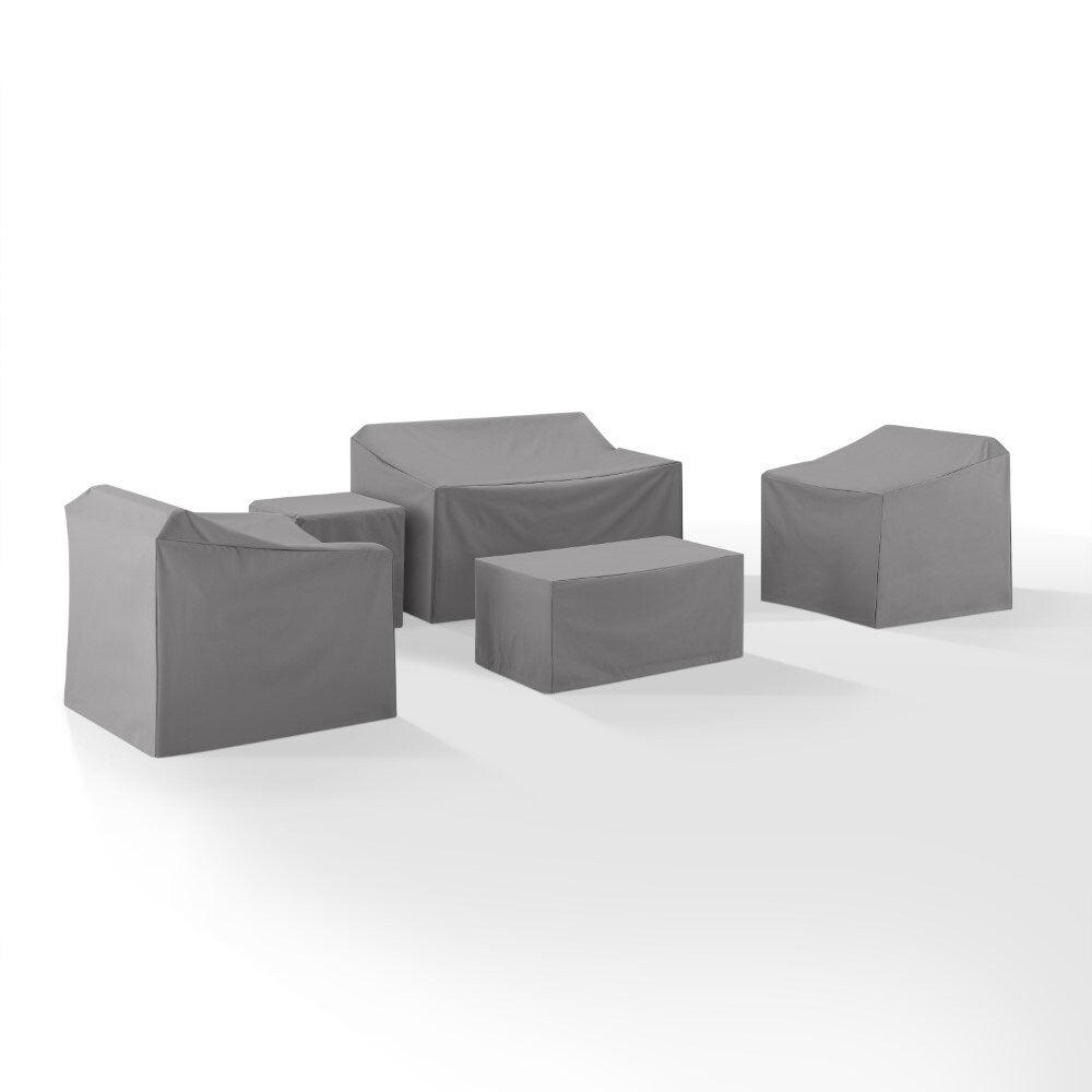 Crosley Furniture - 5 Piece Furniture Cover Set Gray - Loveseat, Two Arm Chairs, End Table, Rectangle Table - MO75007-GY veiw 2