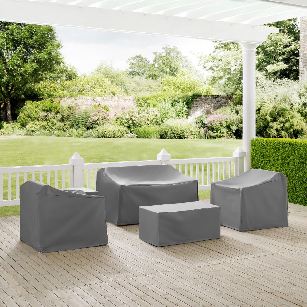 Crosley Furniture - 5 Piece Furniture Cover Set Gray - Loveseat, Two Arm Chairs, End Table, Rectangle Table - MO75007-GY veiw 4