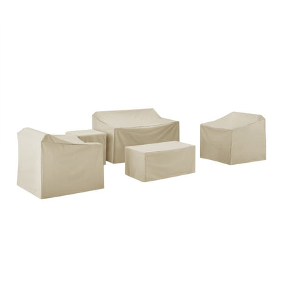 Crosley Furniture - 5 Piece Furniture Cover Set Tan - Loveseat, Two Arm Chairs, End Table, Rectangle Table - MO75007-TA veiw 1